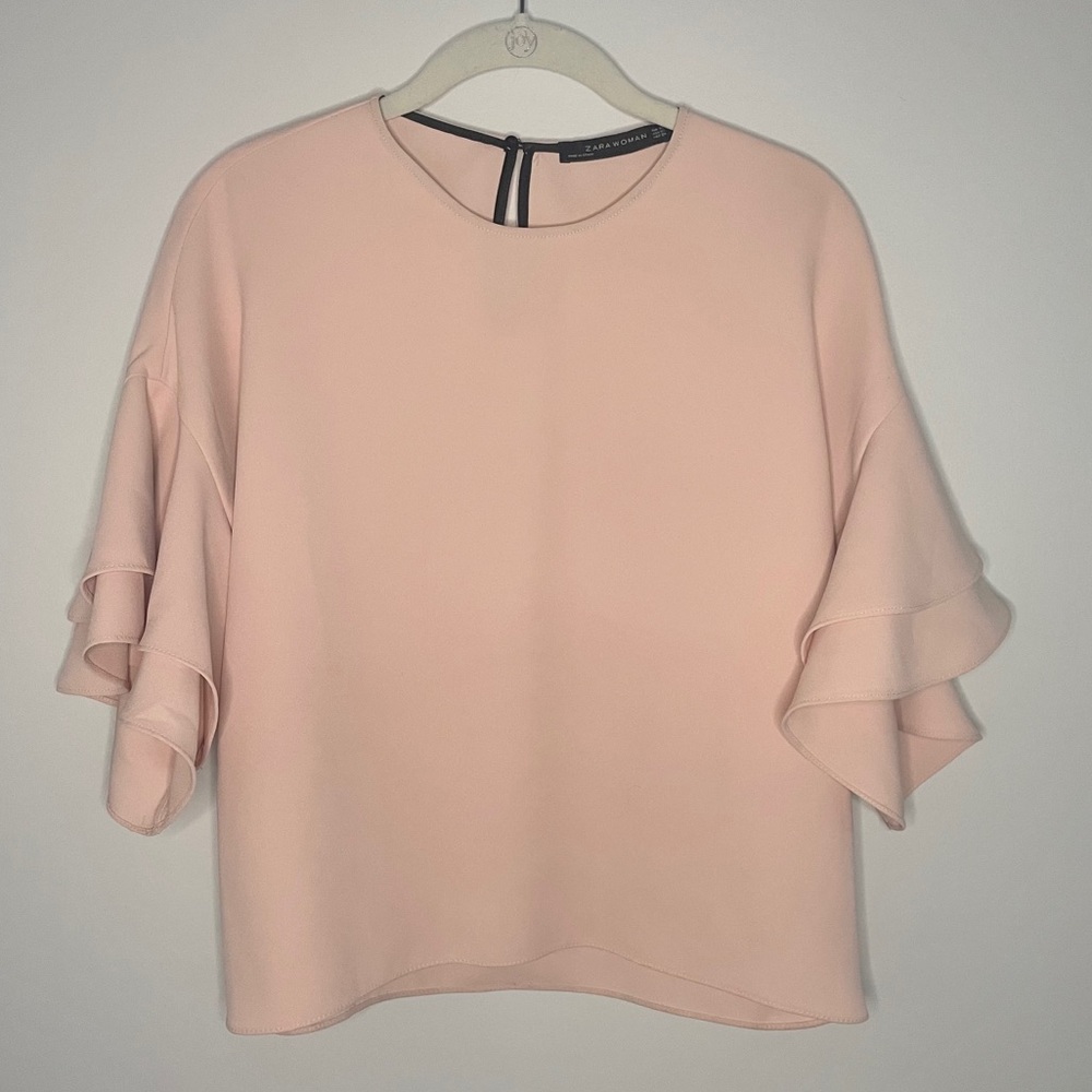 Zara blush ruffle sleeve top